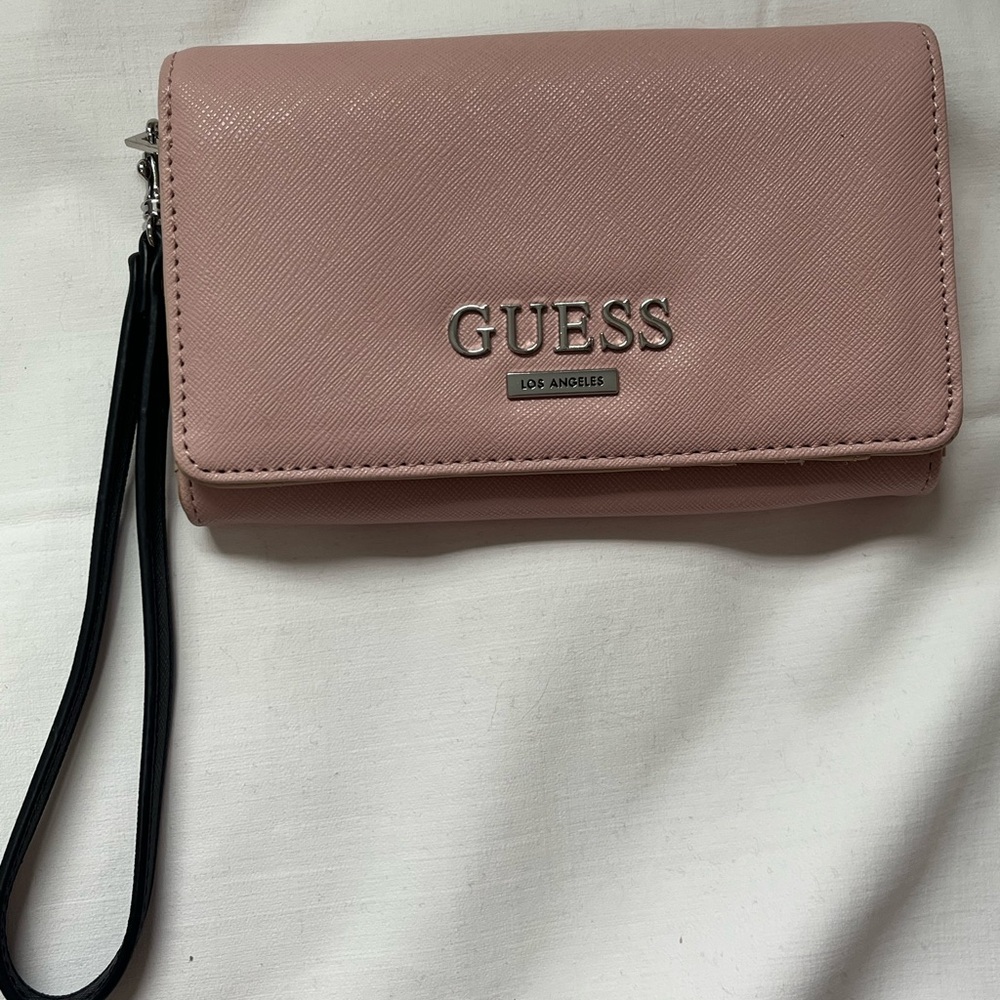Guess Pink Clutch Wristlet Faux Leather